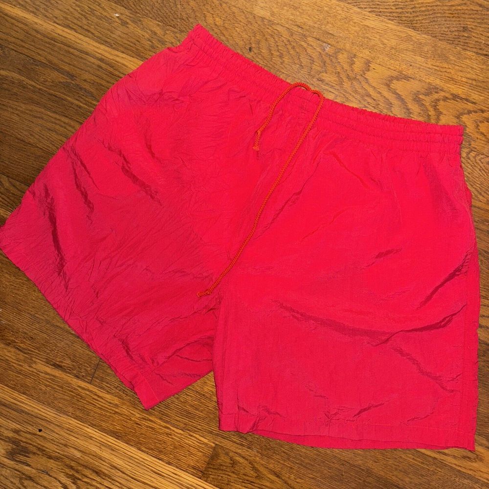 VTG 90s‎ Kayzee Harbor Mens L Swim Trunks Red Nylon Mesh Lined Beach Shorts